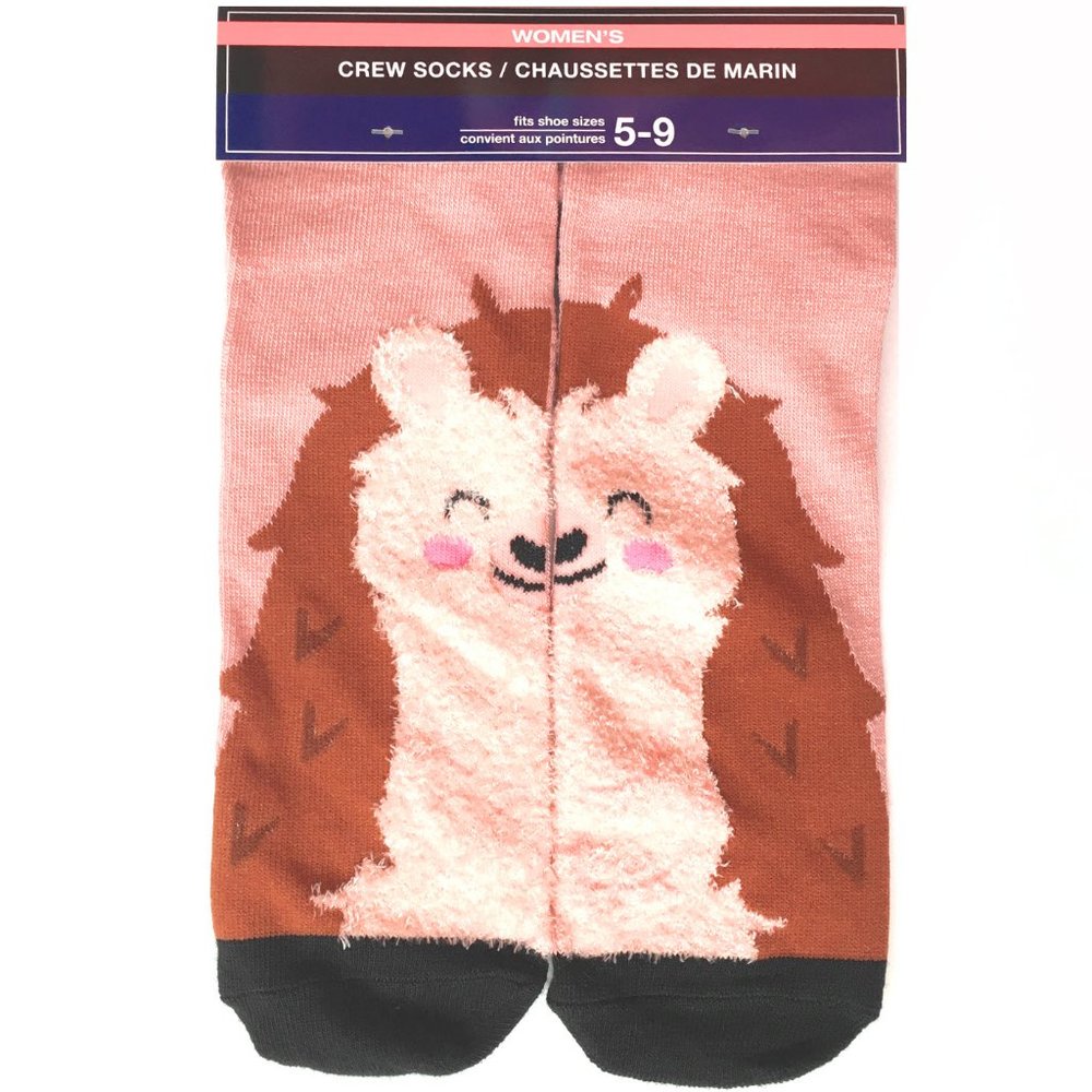 Fun Fuzzy Face Hedgehog Socks